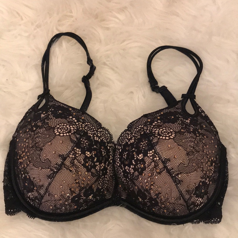 VS sexy little things black lace push up bra